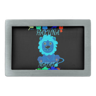 Hakuna Matata Lion Art Print Rectangular Belt Buckle