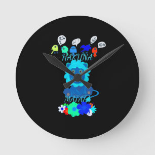 Hakuna Matata Lion Art Print Round Clock