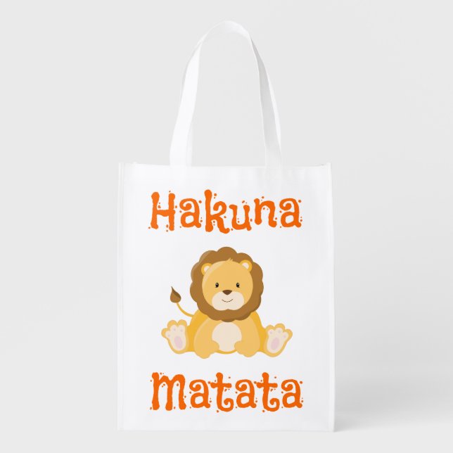Hakuna Matata Lion Cub Grocery Bag (Front)