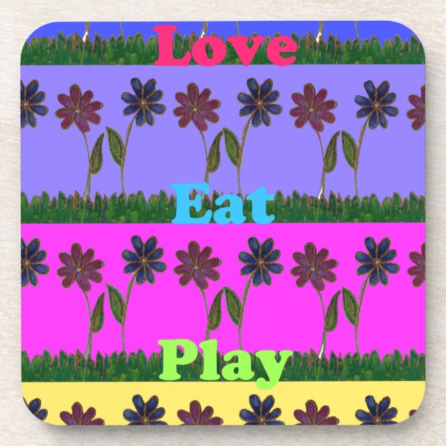 Hakuna Matata Love Eat Play.png Beverage Coaster (Front)