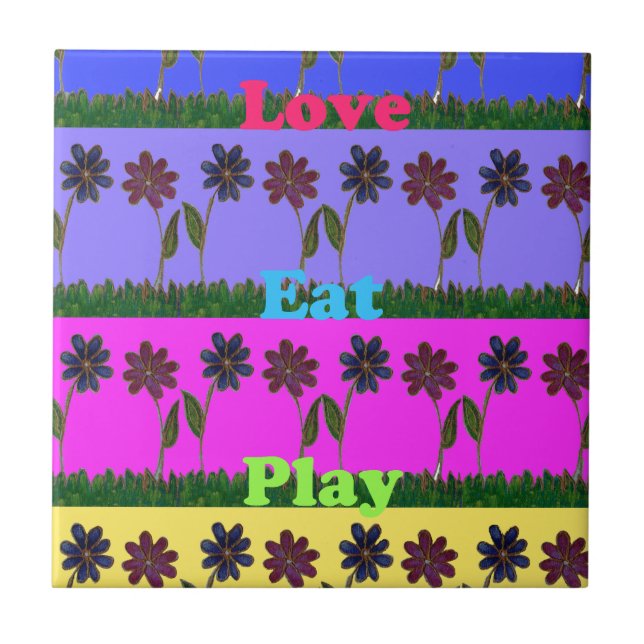 Hakuna Matata Love Eat Play.png Ceramic Tile (Front)
