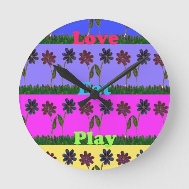 Hakuna Matata Love Eat Play.png Round Clock (Front)