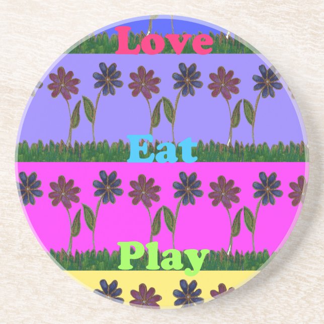Hakuna Matata Love Eat Play.png Sandstone Coaster (Front)