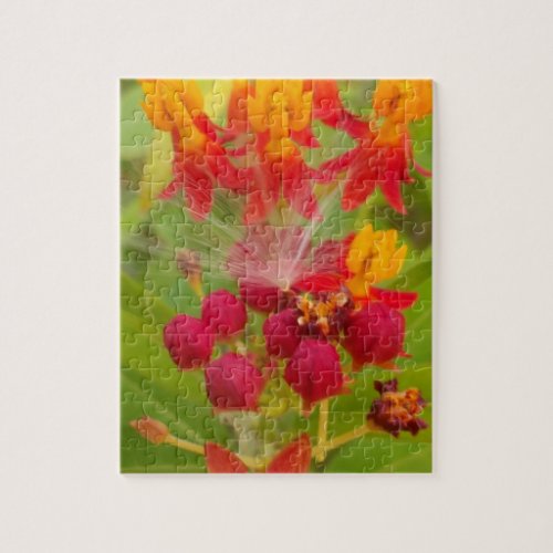 Hakuna Matata lovely green red yellow Flower Buds Jigsaw Puzzle