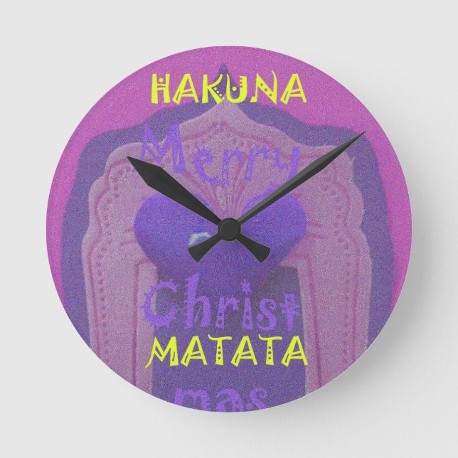 Hakuna Matata Merry Christmas Love  Design.jpg Round Clock (Front)