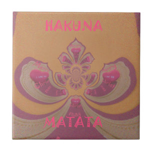 Hakuna Matata Merry Christmas lovely hearts design Ceramic Tile