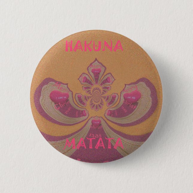 Hakuna Matata Merry Christmas lovely hearts design Pinback Button (Front)