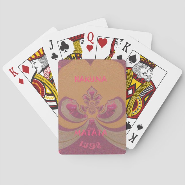 Hakuna Matata Merry Christmas lovely hearts design Poker Cards (Back)