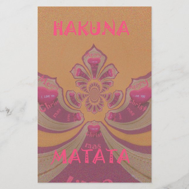 Hakuna Matata Merry Christmas lovely hearts design Stationery (Front)