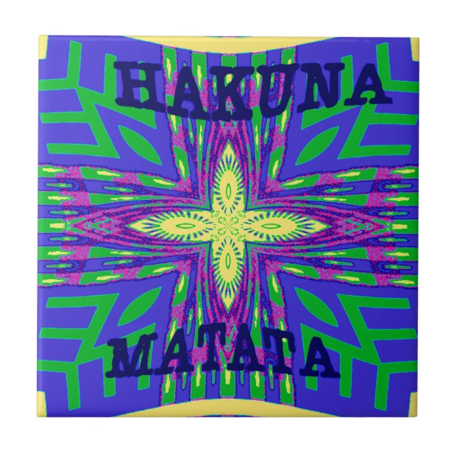 Hakuna matata Mombasa Kanga Ceramic Tile (Front)