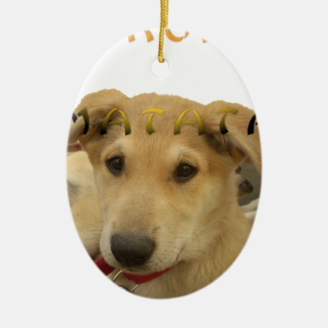 "Hakuna Matata Pup" – Worry-Free Puppy Love Ceramic Ornament (Front)