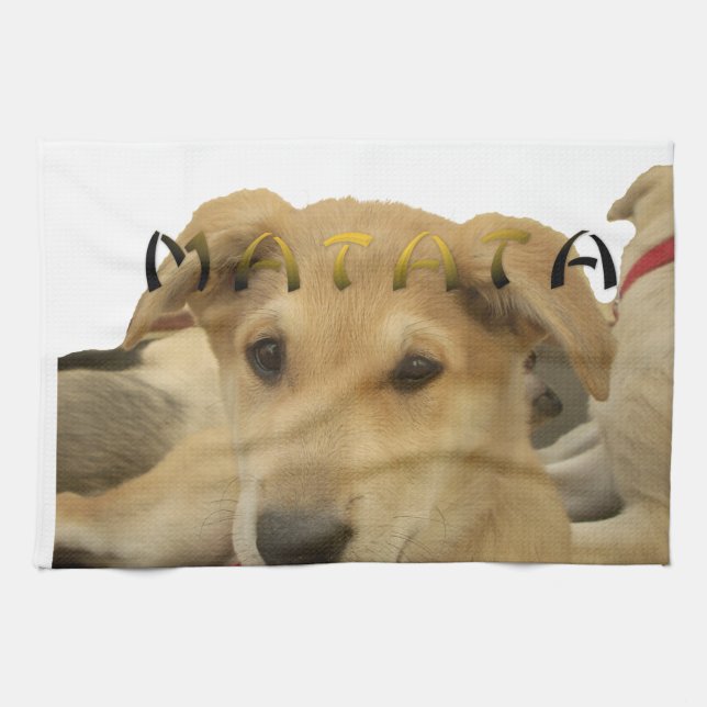 "Hakuna Matata Pup" – Worry-Free Puppy Love Kitchen Towel (Horizontal)