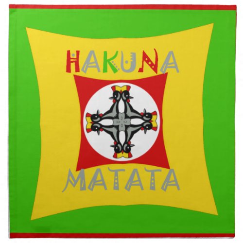 Hakuna Matata Rasta Color Red Golden Green Cloth Napkin