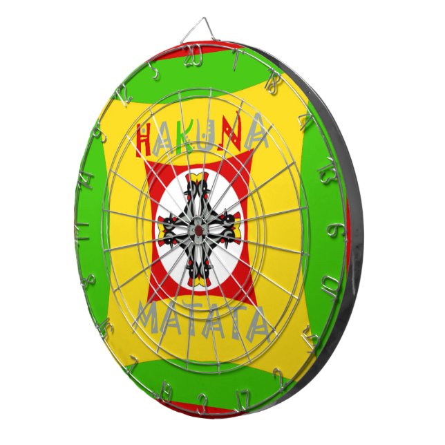 Hakuna Matata Rasta Color Red Golden Green Dartboard (Front Right)