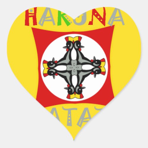 Hakuna Matata Rasta Color Red Golden Green Heart Sticker