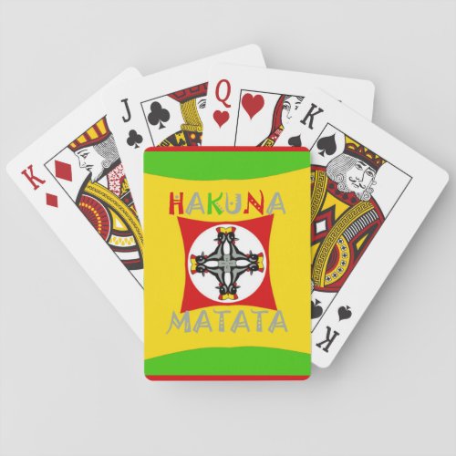 Hakuna Matata Rasta Color Red Golden Green Playing Cards