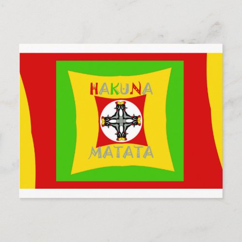 Hakuna Matata Rasta Color Red Golden Green Postcard