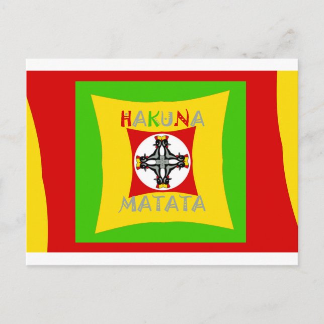 Hakuna Matata Rasta Color Red Golden Green Postcard (Front)