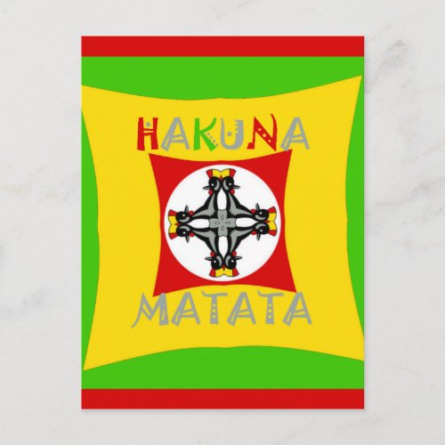 Hakuna Matata Rasta Color Red Golden Green Postcard