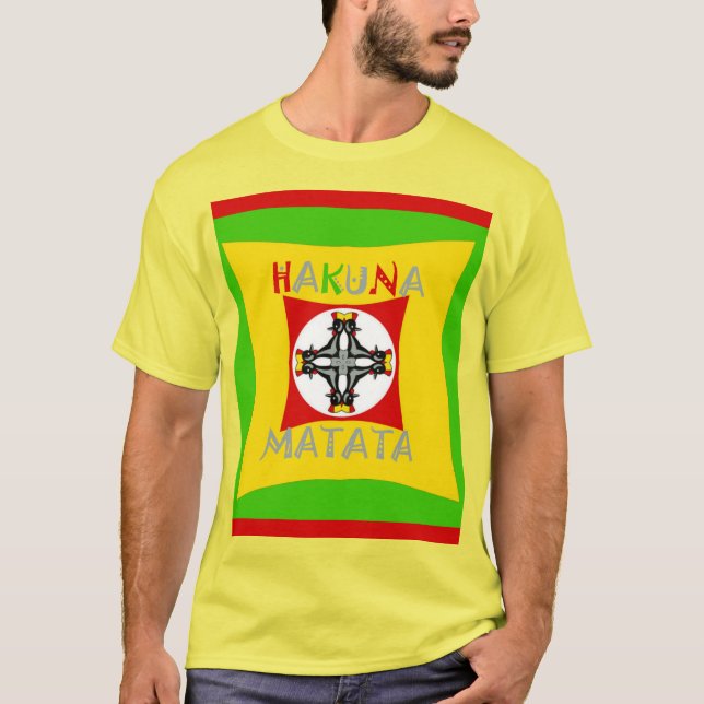 Hakuna Matata Rasta Color Red Golden Green T-Shirt (Front)