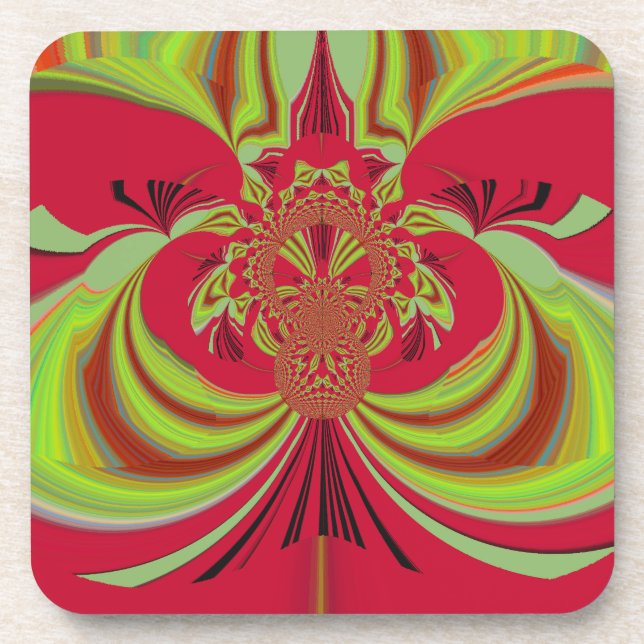 Hakuna Matata red yellow design Beverage Coaster (Front)