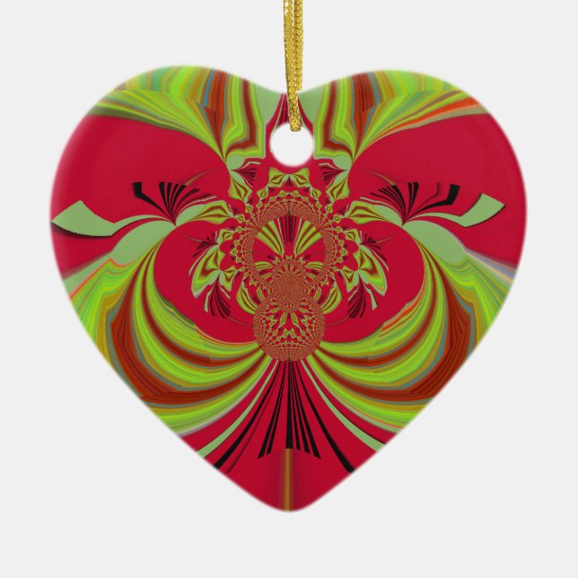Hakuna Matata red yellow design Ceramic Ornament (Front)