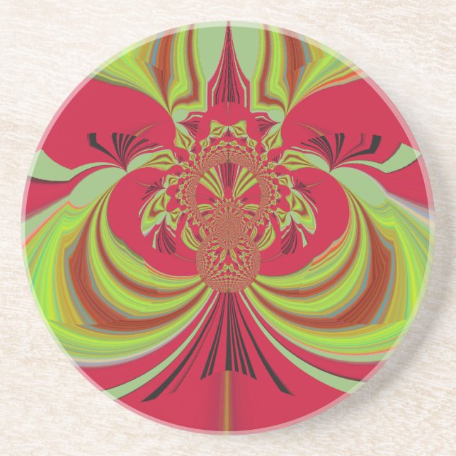 Hakuna Matata red yellow design Drink Coaster (Front)