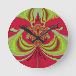Hakuna Matata red yellow design Round Clock