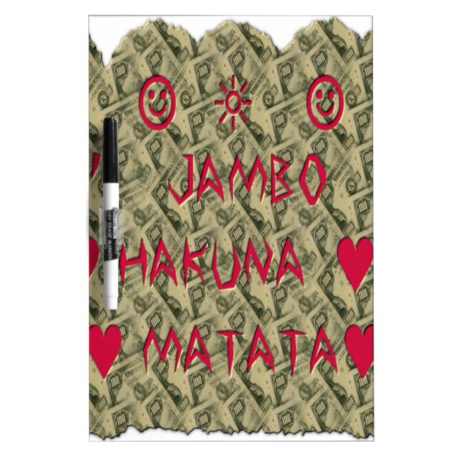 Hakuna Matata Talk Money Art Print Design Dry Erase Board (Front)