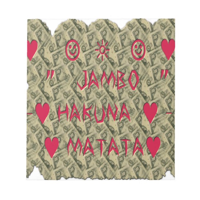 Hakuna Matata Talk Money Art Print Design Notepad (Front)