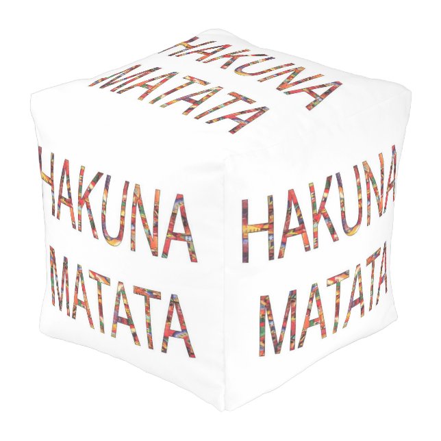 Hakuna Matata Text design Outdoor Pouf (Angled Front)