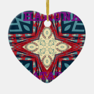 Hakuna Matata Text Hope Abstract Art Print Design Ceramic Ornament