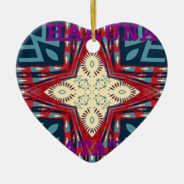 Hakuna Matata Text Hope Abstract Art Print Design Ceramic Ornament (Front)