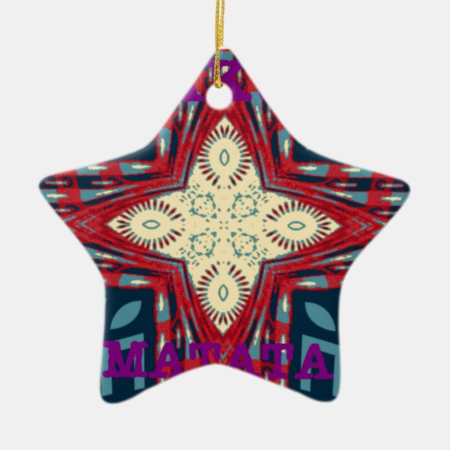 Hakuna Matata Text Hope Abstract Art Print Design Ceramic Ornament (Front)