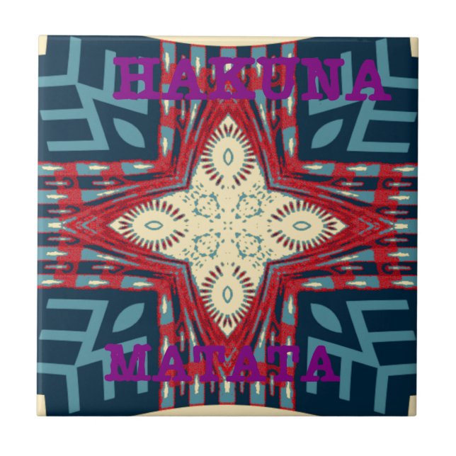 Hakuna Matata Text Hope Abstract Art Print Design Ceramic Tile (Front)