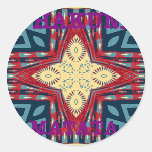 Hakuna Matata Text Hope Abstract Art Print Design Classic Round Sticker (Front)