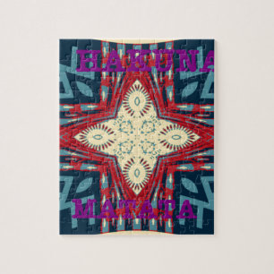 Hakuna Matata Text Hope Abstract Art Print Design Jigsaw Puzzle