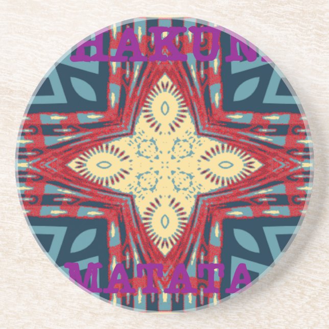 Hakuna Matata Text Hope Abstract Art Print Design Sandstone Coaster (Front)