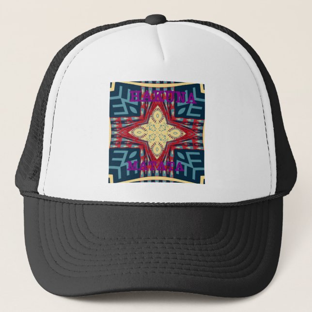 Hakuna Matata Text Hope Abstract Art Print Design Trucker Hat (Front)