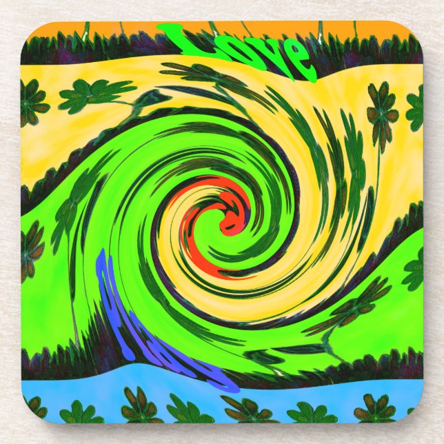 Hakuna Matata Tsunami Love Wave Colors.png Drink Coaster (Front)