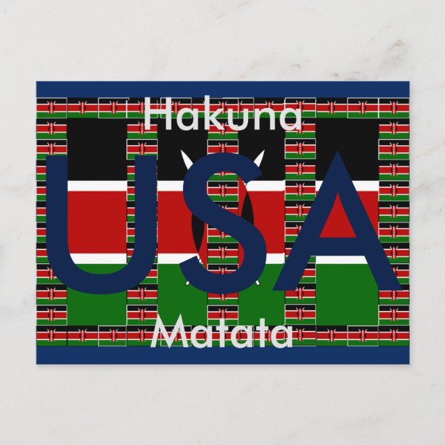 Hakuna Matata USA Kenya Black red green Postcard (Front)