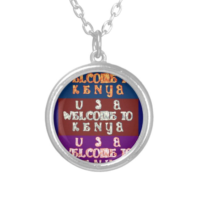 Hakuna Matata Welcome to Kenya.png Silver Plated Necklace (Front)