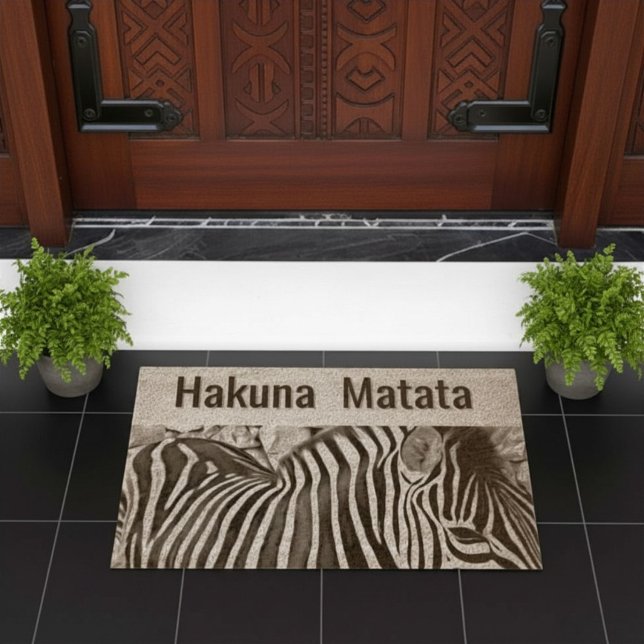  Hakuna  Matata  -zebra  close up  Fiber Doormat (Creator Uploaded)