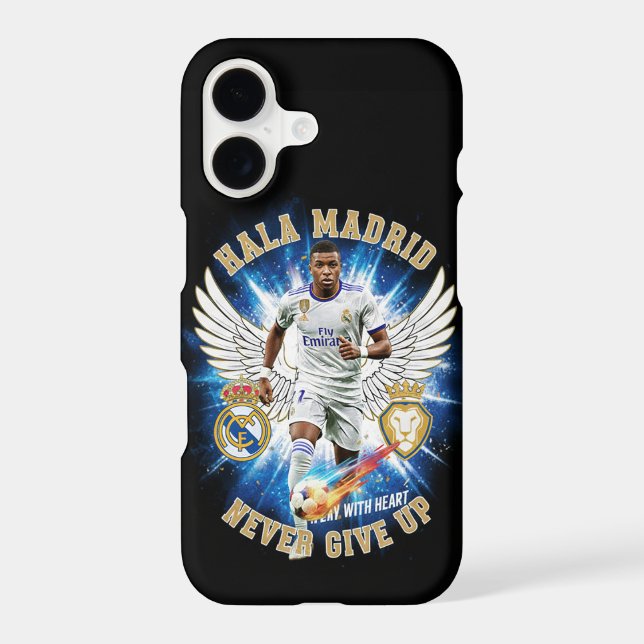Hala Madrid Never Give Up Black iPhone 17 Case (Back)