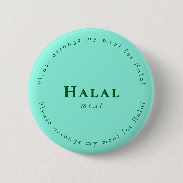 Halal meal Request Badge, Light green, Dark green Button (Front)