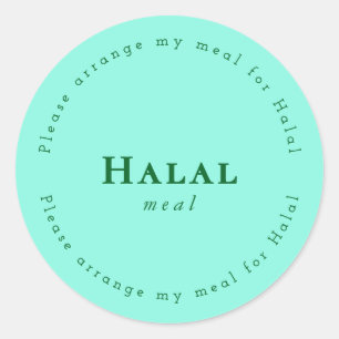 Halal meal Request Sticker, Light Green Classic Round Sticker