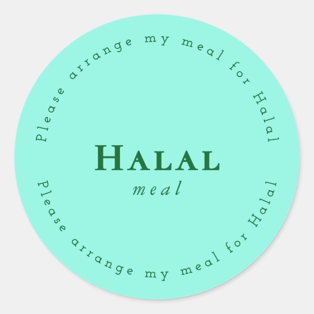 Halal meal Request Sticker, Light Green Classic Round Sticker (Front)