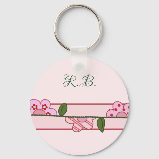 Halbe blüten personalisiert keychain (Front)