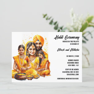 Haldi ceremony bride groom family pre wedding  invitation