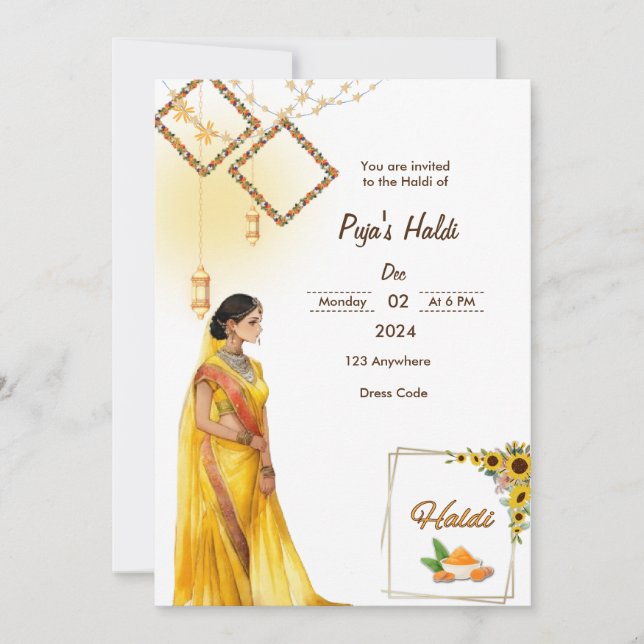 Haldi ceremony invitation (Front)